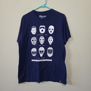 Rocket Factory Men's L Hockey Goalie Mask Evolution Graphic Tee Shirt‎ Cotton